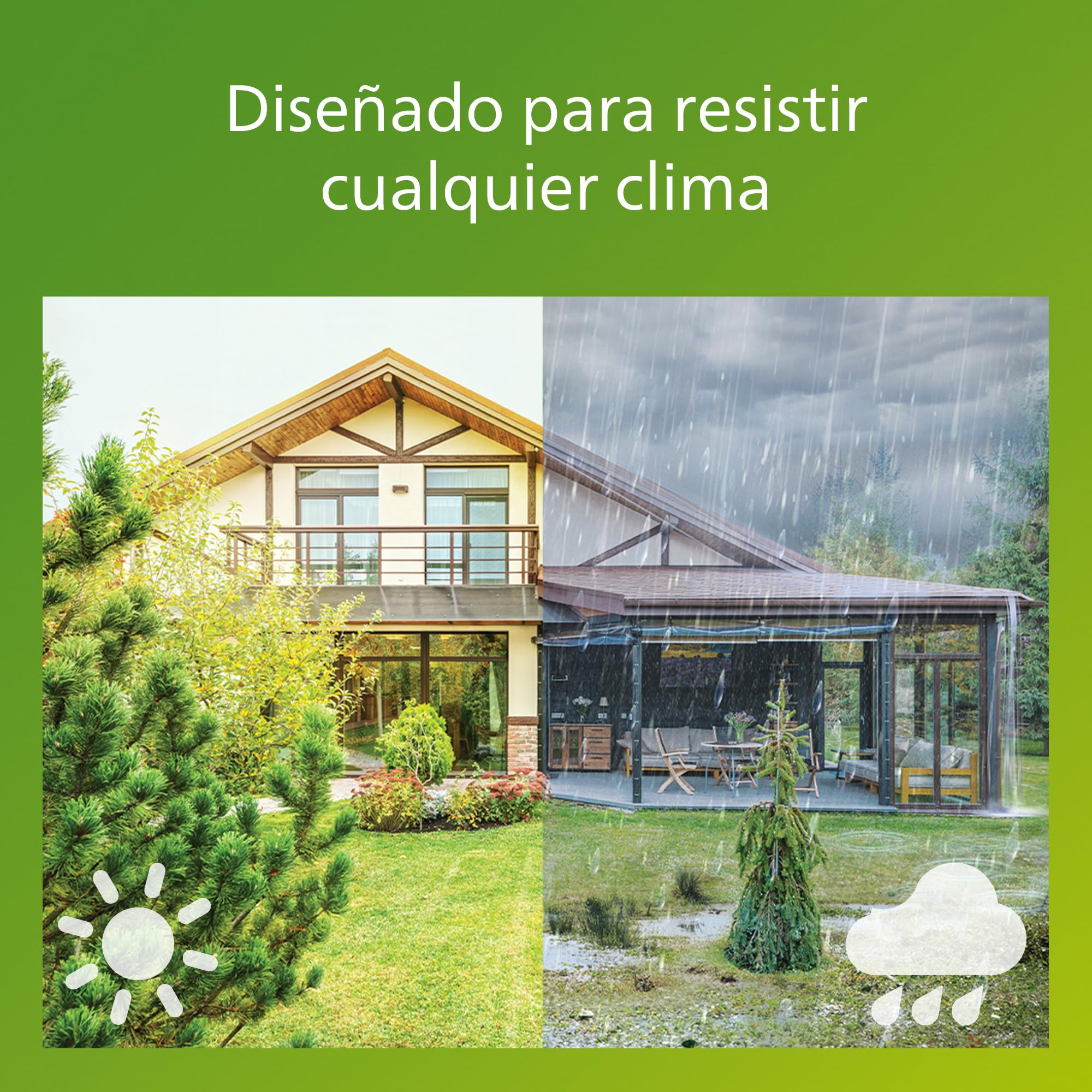 Philips Lighting: Luz Seguridad Nysil, alimentación solar, 8.7W, 5000K, negro, resistente a intemperie IP44