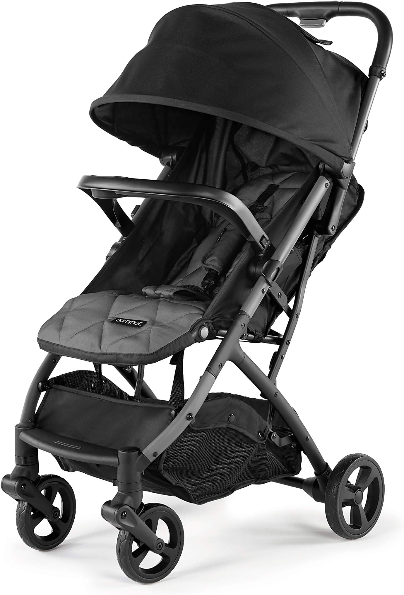 3Dpac CS Compact Fold Stroller, Black – Compact Car Seat Adaptable Baby Stroller – Lightweight Stroller with Convenient One-Hand Fold, Reclining Seat and Extra-Large Canopy