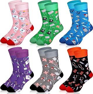 Hercicy 6 Pairs Nurse Socks for Women, Funny Medical Nursing Socks, Nurse Appreciation Gifts for Thanksgiving Christmas