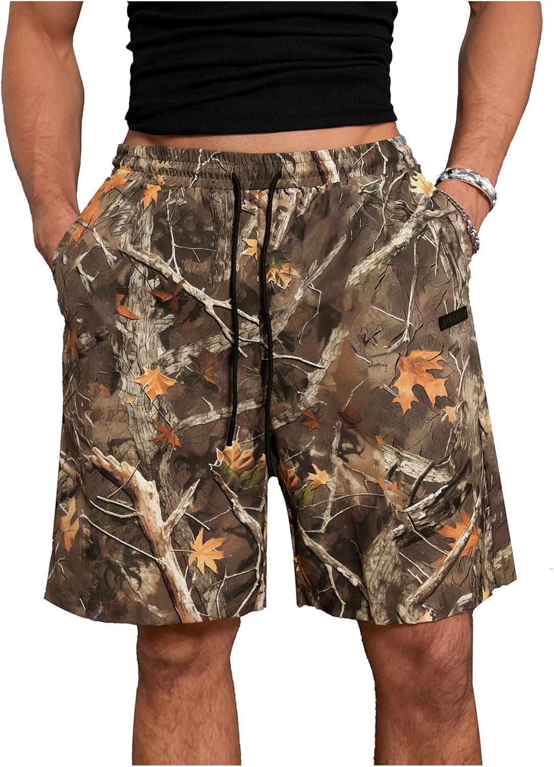 Men's Camo Shorts Y2K Letter Graphic SweatShorts Drippy Streetwear Shorts