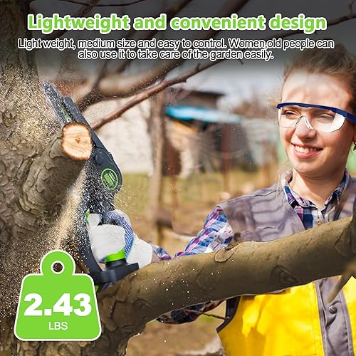 Miniatura 4 de V-MODEST - Mini motosierra inalámbrica de 4 y 6 pulgadas, motosierra eléctrica sin escobillas de una mano con batería de 2 x 24 V, 23.4 piess,