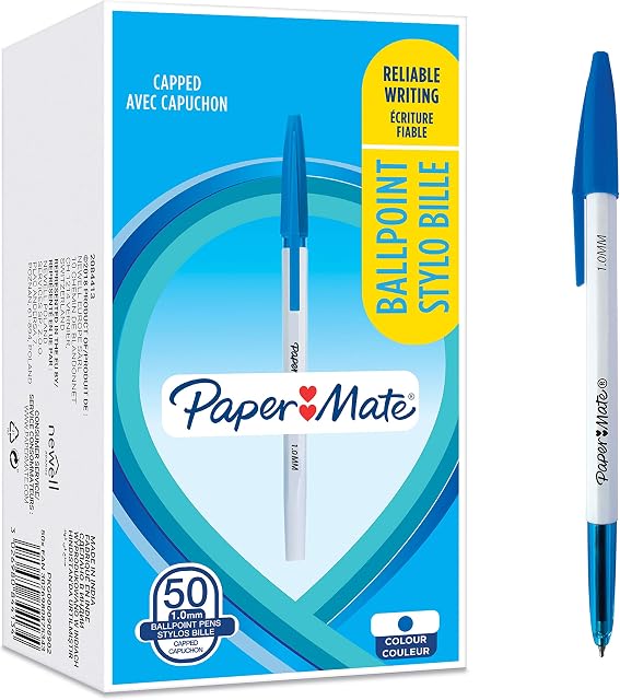 Paper Mate 045 Ballpoint Pens | Medium Point (1.0 mm) | Blue Ink | 50 Count