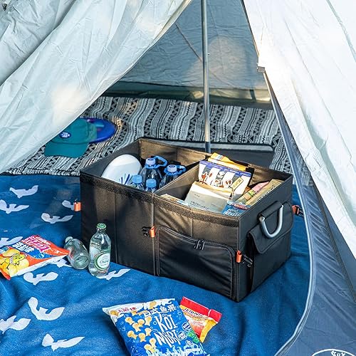 Miniatura 6 de SHIMOYAMA Organizador de maletero, caja de almacenamiento plegable de 63 litros para campamento, picnic, múltiples compartimentos plegables para