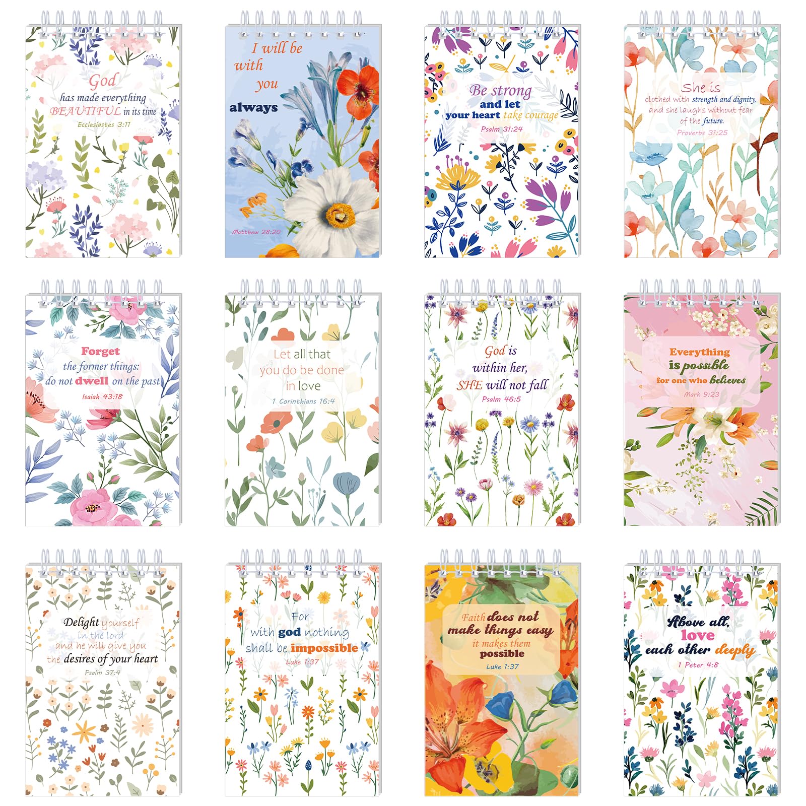 Mini bloc-notes avec verset de la Bible écriture florale - 7