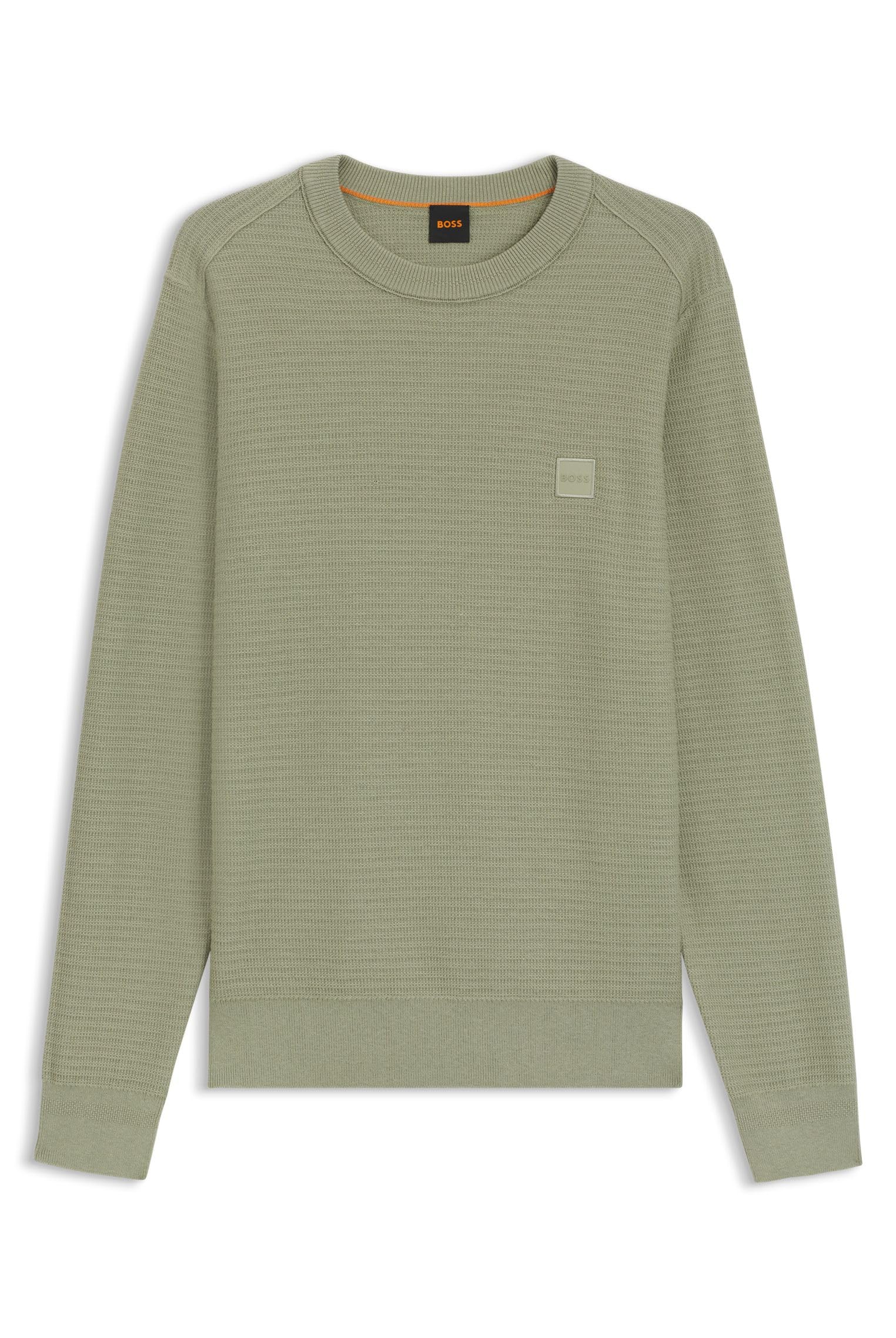 BOSS Mens Anion S Cotton-Cashmere Sweater with Logo Patch