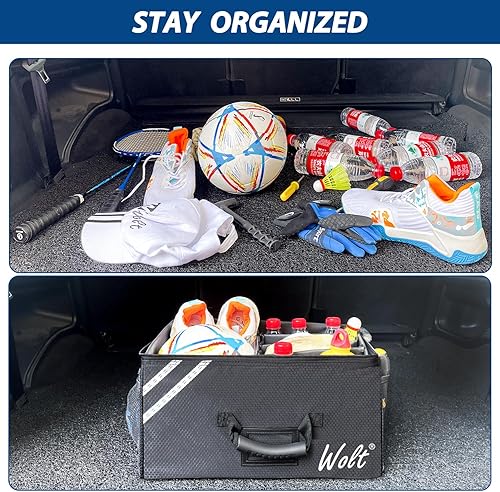 Vista 6 de WOLT Organizador de maletero de golf, bolsa de viaje de golf plegable y plegable, casillero de golf impermeable con compartimento separado, Negro