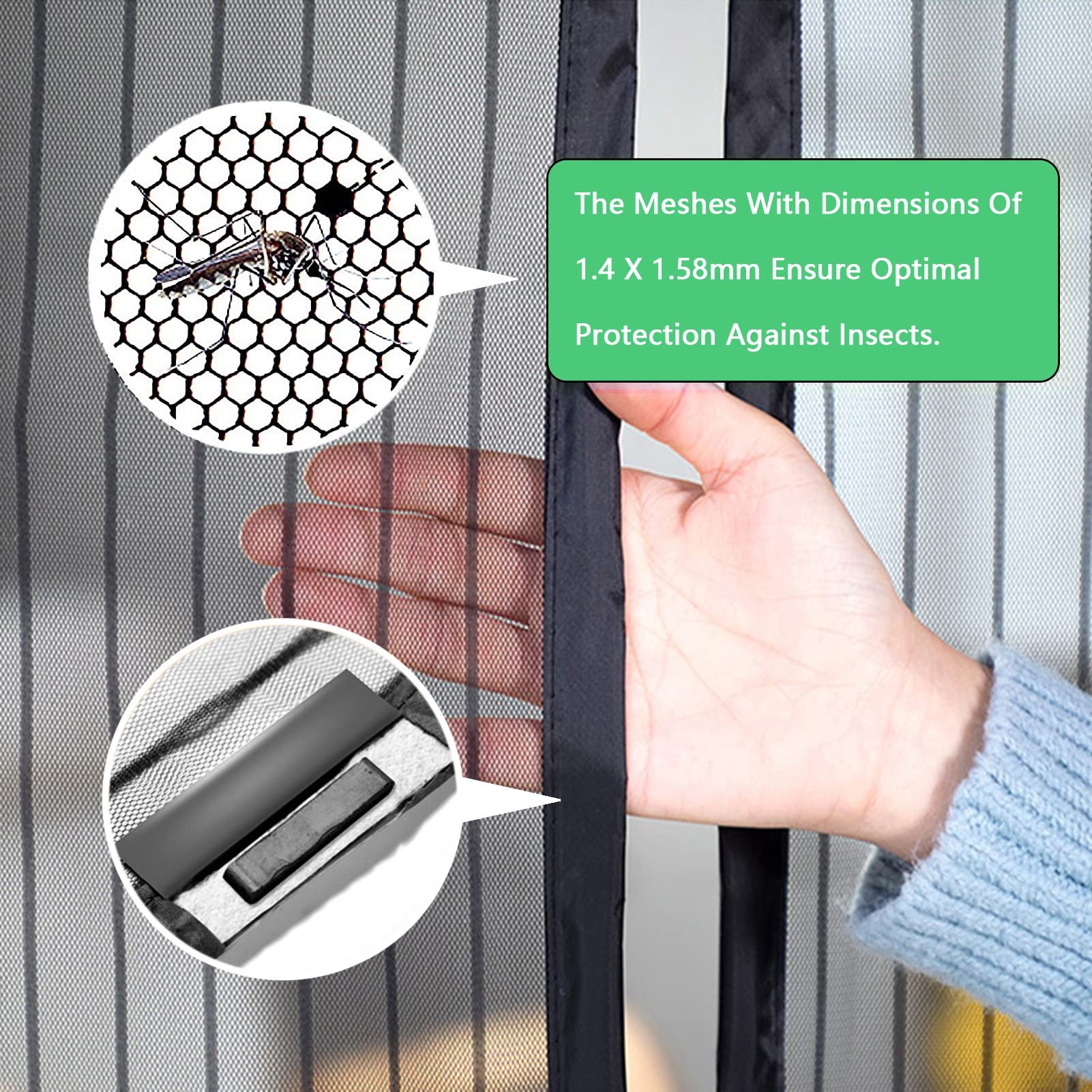 Magnet-Fliegengitter Für Türen – 230x245 Cm, Selbstklebend, Weiß, Ohne Bohren, Für Balkon- & Zimmertüren