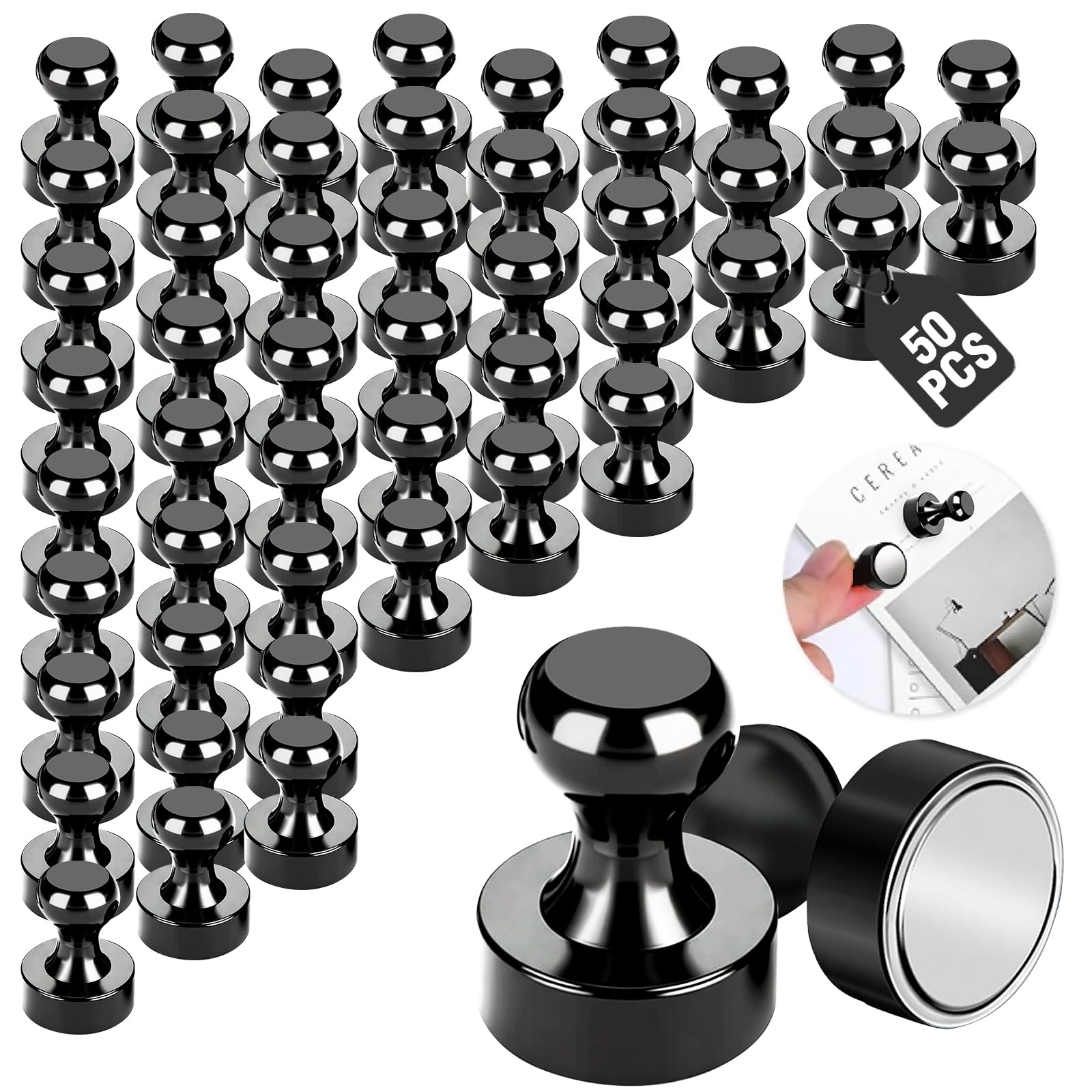 50 Stück Magnete Stark, Giantzhong Neodym Magnet Extra Stark Mini Magneten 12 X 16mm, Klein Kühlschrankmagnete für Pinnwände, Whiteboard, Magnettafel, Nicht für Glasmaterialien Geeignet, schwarz
