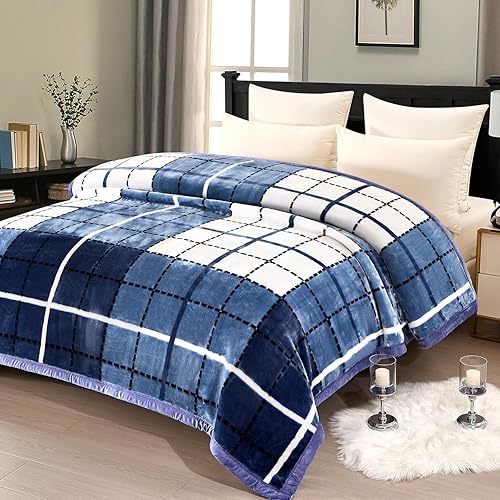 Miniatura 10 de Manta de visón coreano de 55 x 75 pulgadas, sedosa suave y cálida, manta de cama Raschel reversible de 2 capas para cama individual (59.1 x 78.7