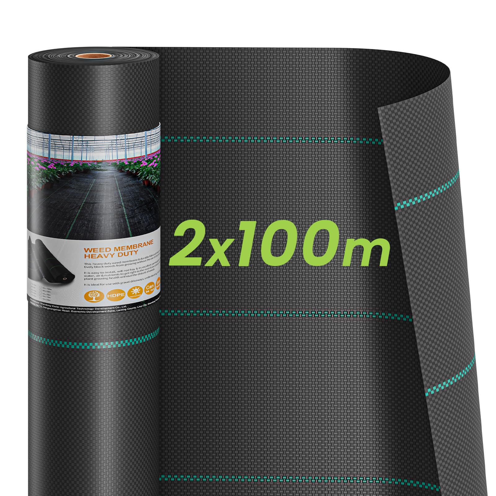 Dripex Unkrautvlies Gartenvlies gegen Unkraut 200m², 2m x 100m Unkrautfolie Wasserdurchlässig 90g/m² Reißfestes Bändchengewebe Rolle Unkrautgewebe, Hohe UV-Stabilisierung