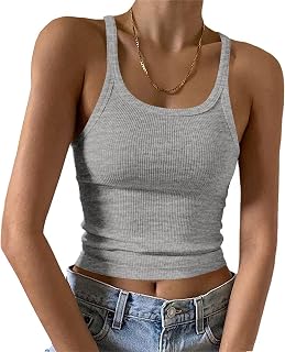 DUOEASE Tank Top Women's Summer Scoop Neck Crop Top Women's Basic Slim Fit Elegant Tops