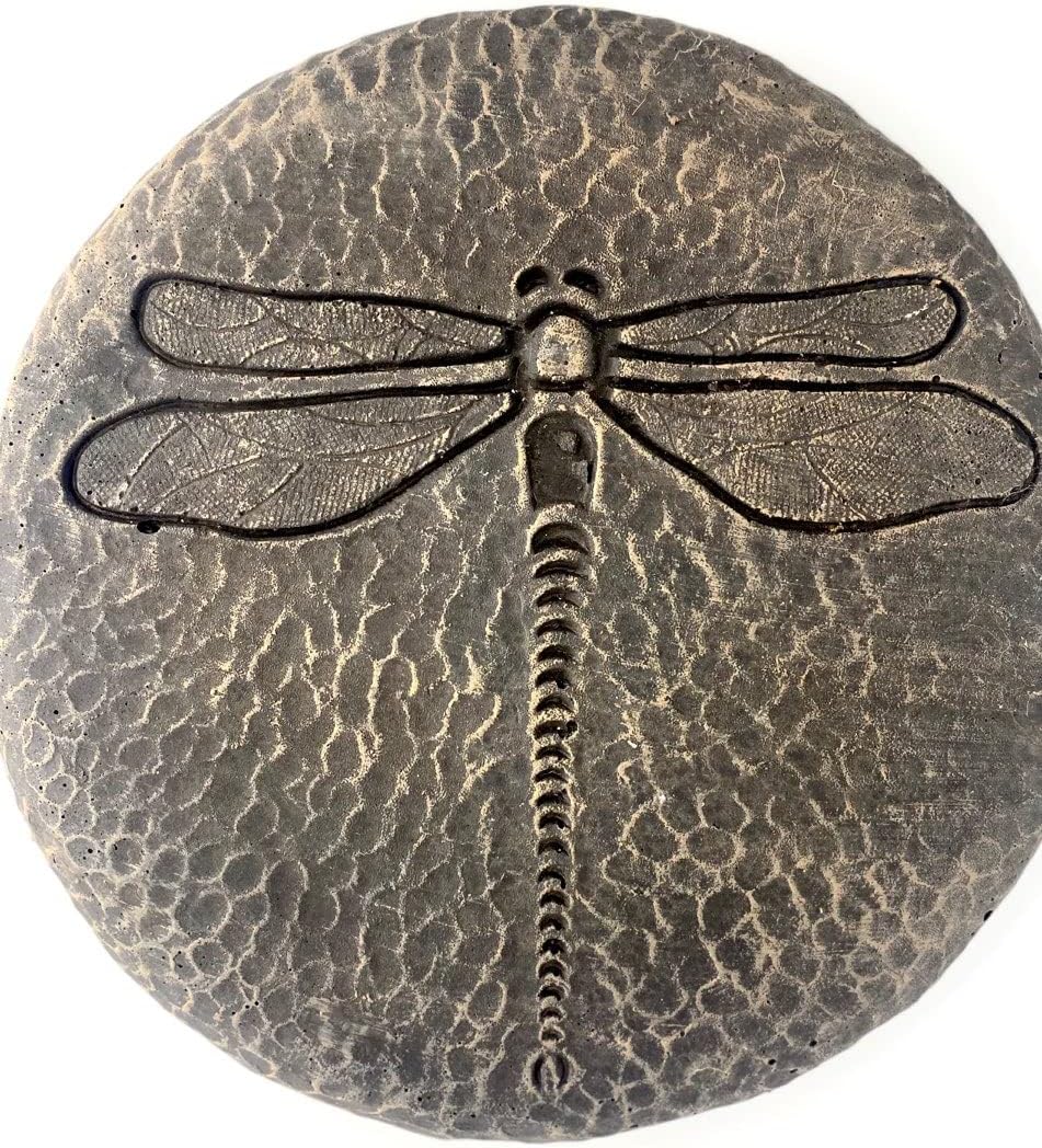Round Dragonfly Stepping Stone- 1in Tall x 12in Dia- Autumn Brown
