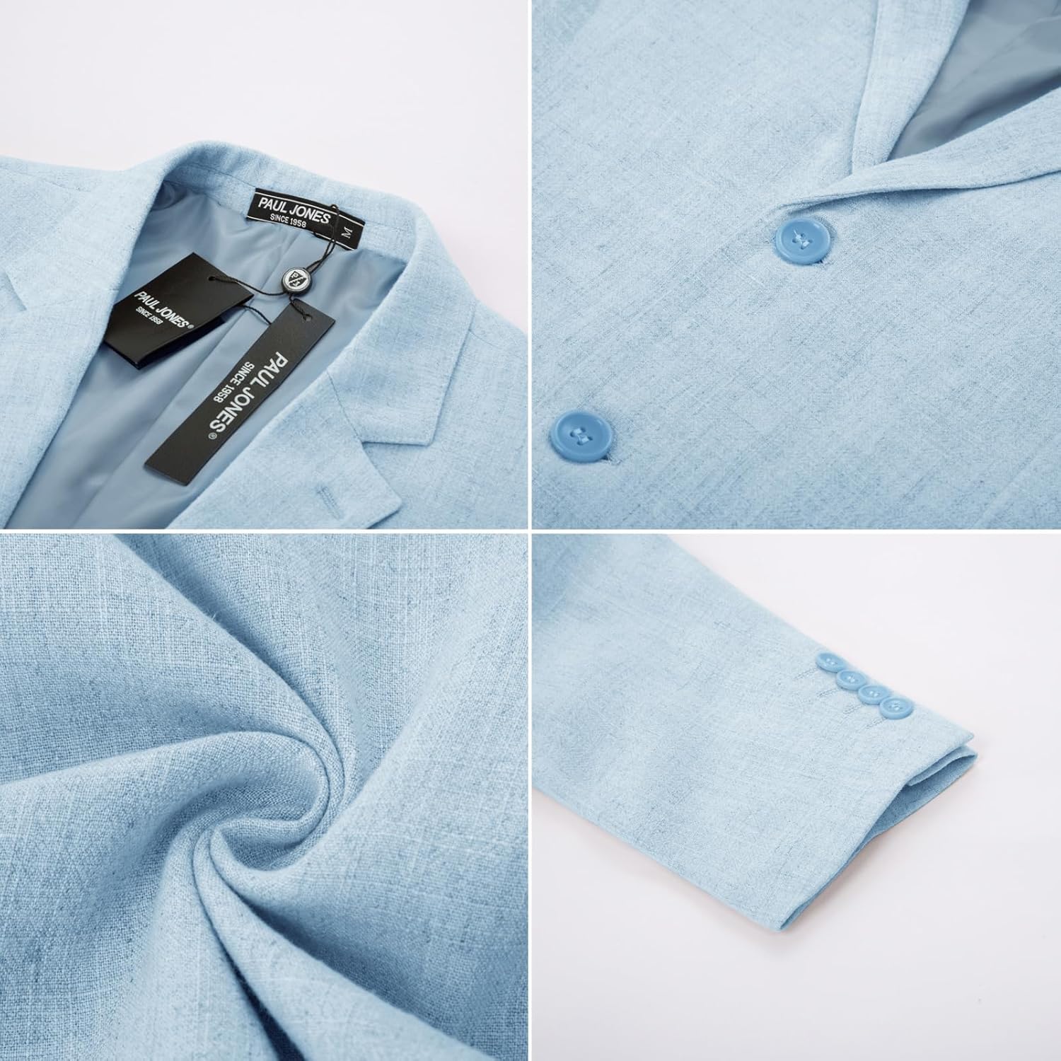 PJ PAUL JONES Men's Slim Fit Lightweight Linen Jacket Tailored Blazer Sport Coat - Image 5