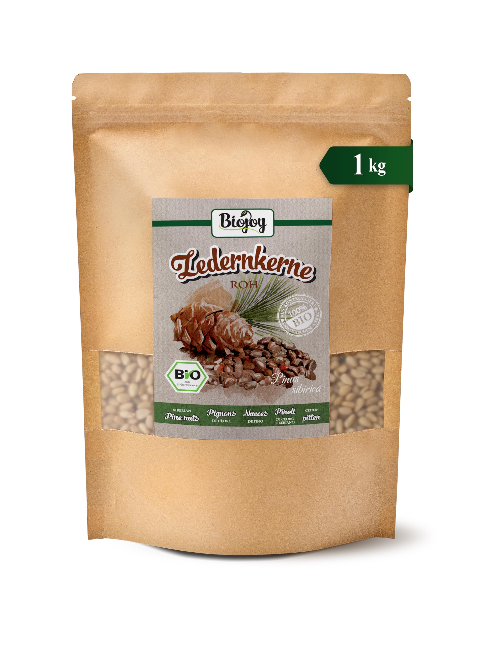 Biojoy BIO nasiona cedru z Syberii, orzeszki cedrowe bez łupin, 1 kg | Alternatywa dla orzeszków piniowych, niesolone, nieprażone