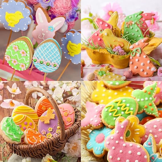 Easter Cookie Decorating Kit(ALL-IN-ONE),185Pcs with 9pcs Easter cookie cutters,Mixing Tools,Piping Tools,Decorating Tools and 100pcs Cookies Bags for Baking Beginners and Decorator