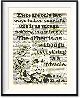 Everything is a Miracle, Albert Einstein Quote Art Print, Unframed, Vintage Highlighted Dictionary Page Wall Art Decor Poster Sign, 8x10