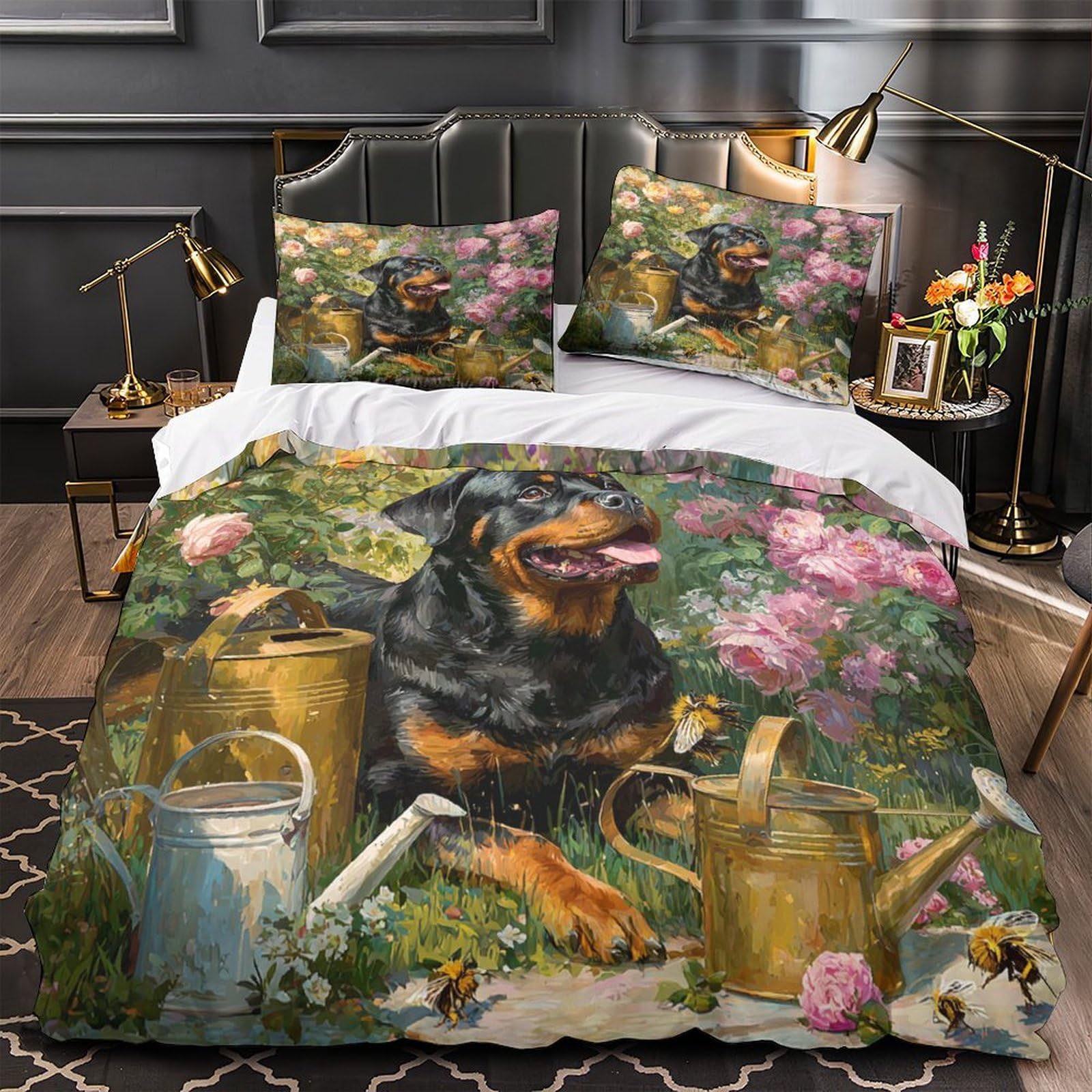 Housse de couette Rottweiler 135x200 microfibre 3D respirante pour lit une place enfant