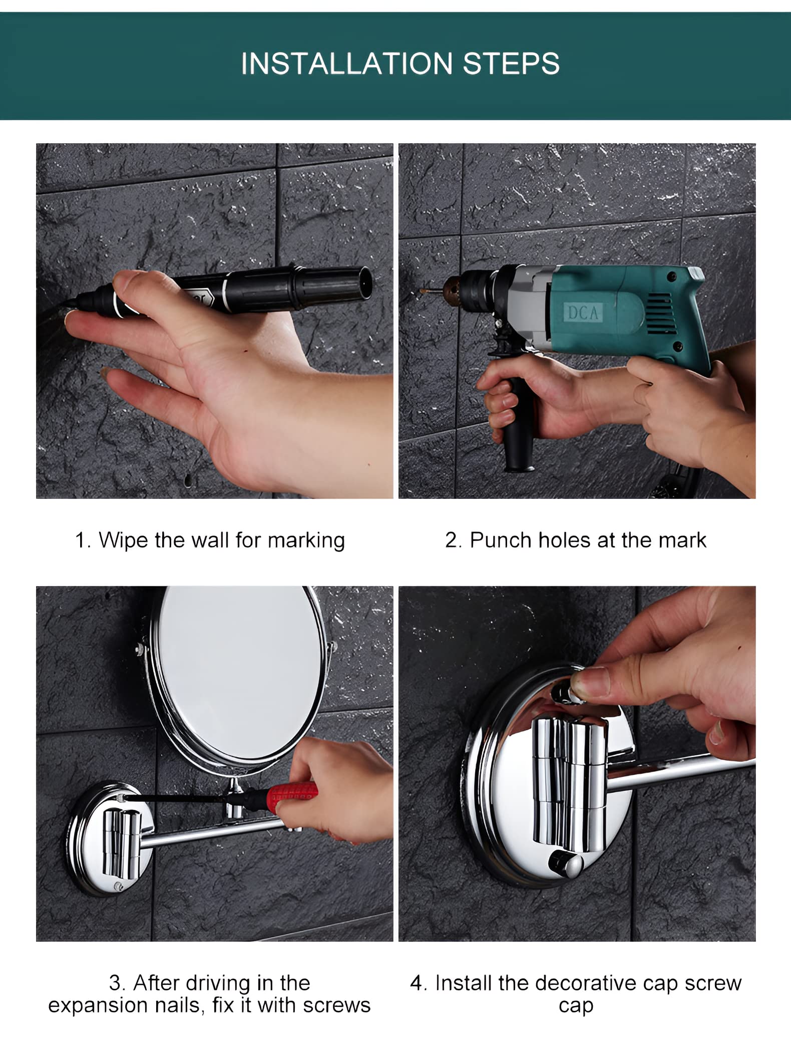 Plantex Brass Magnifying Mirror - 5x & 1x, Wall Mount -7 Plantex Brass Magnifying Mirror - 5x & 1x, Wall Mount -7