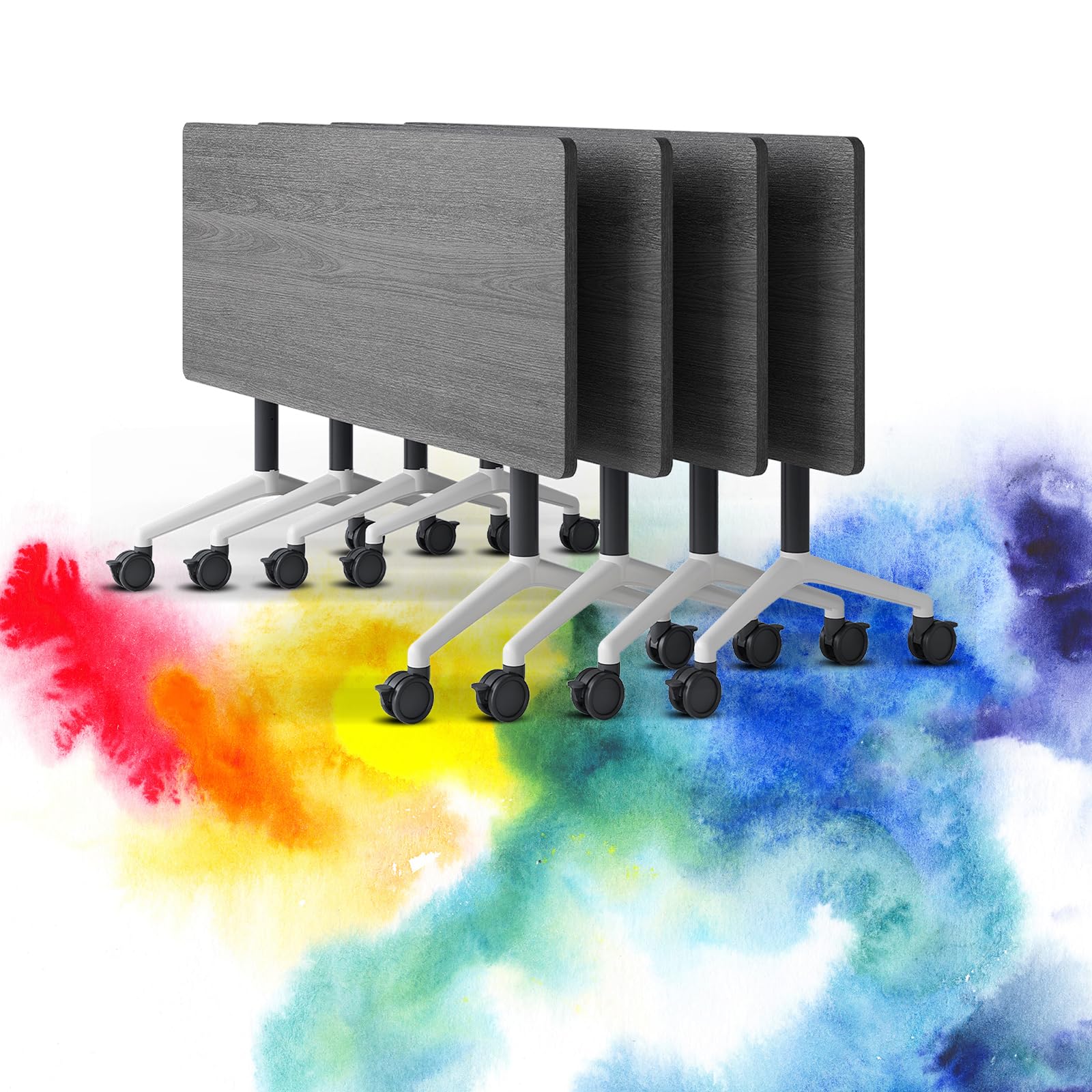 Folding Conference Table, 2-10 People Large Conference Room Tables, Modern Flip Top Training Tables with Silent Wheels, for Office Meeting Room (4, I)