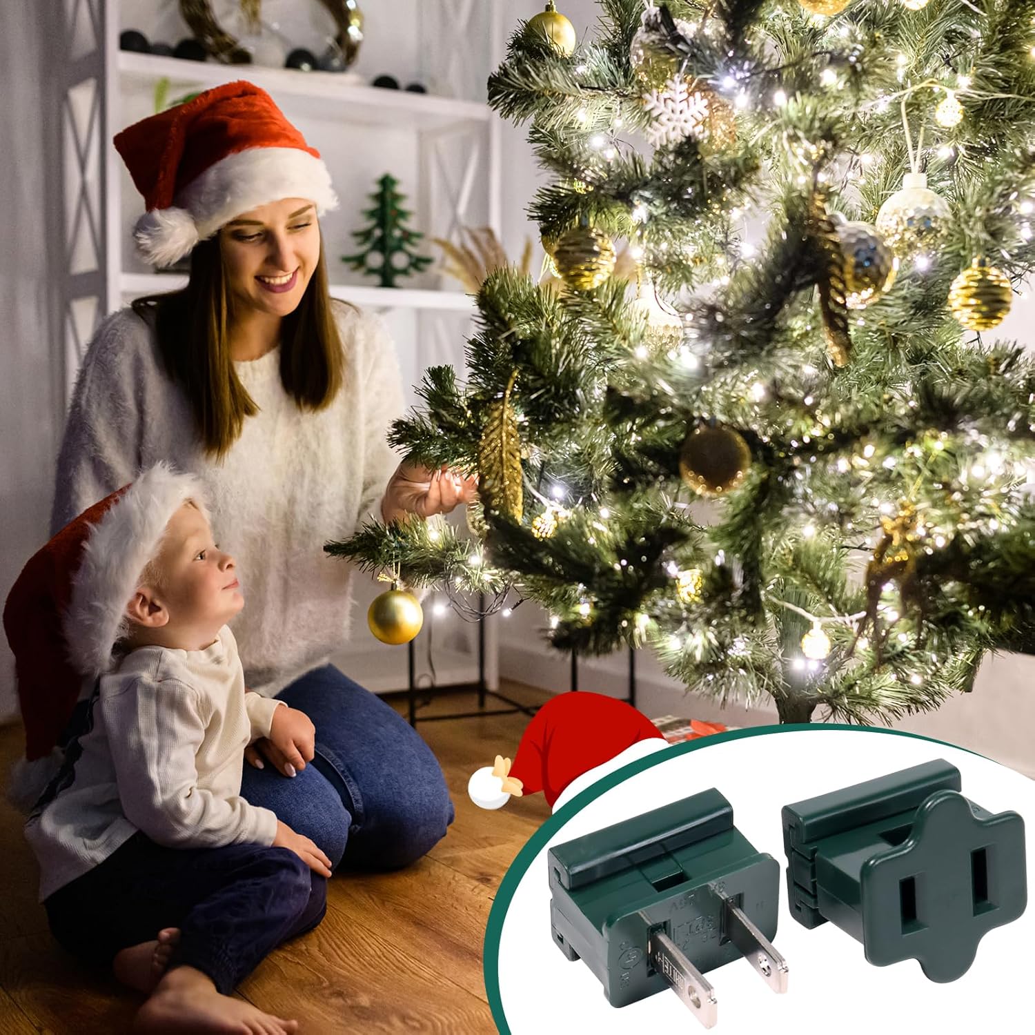 40pcs SPT-1 Vampire Plugs Set,SPT-1 Wire Christmas Light Connector,Christmas Light Plugs Male and Female,Holiday Lighting Outlet Green Slip Plug Set,Gilbert,20 Female and 20 Male