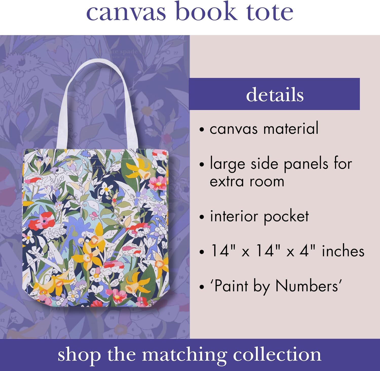 kate spade new york Canvas Tote Bag for Women, Cute Tote Bag for Work or Teacher, Canvas Beach Bag, Book Tote with Pocket - Image 3