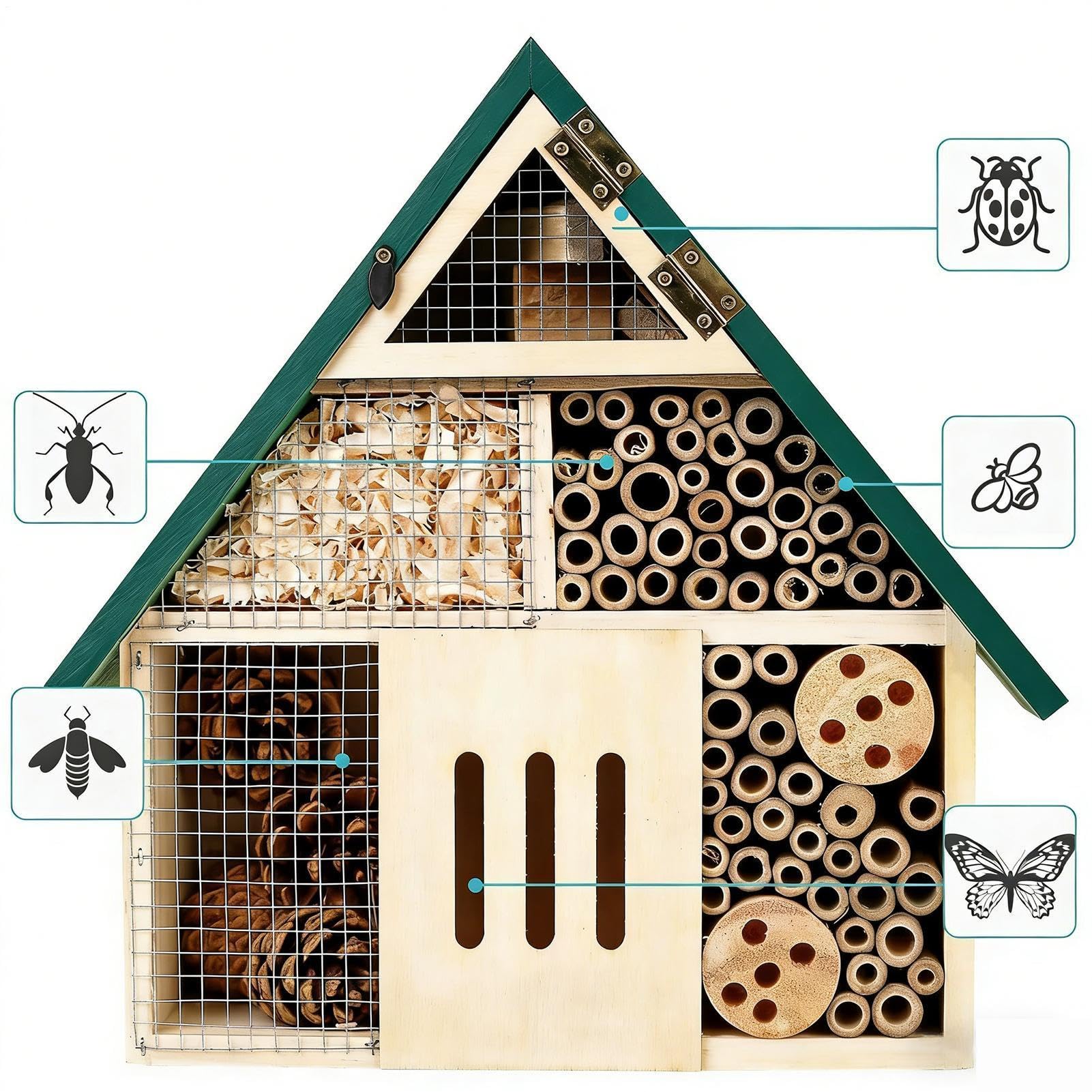 Casa delle Arredo in Giardino in Legno Antintemperie | Casa Impollinatori da Esterno e Hotel Per recinzione esterna albero balcone terrazzo cortile retrocasa frutteto