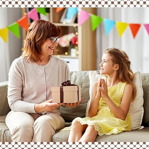 Vista 6 de Marspark 4 cajas de regalo de Navidad con tapas, apilables, cuadradas, juego de cajas anidadas con cinta, de tamaño grande a pequeño, molesto Papel