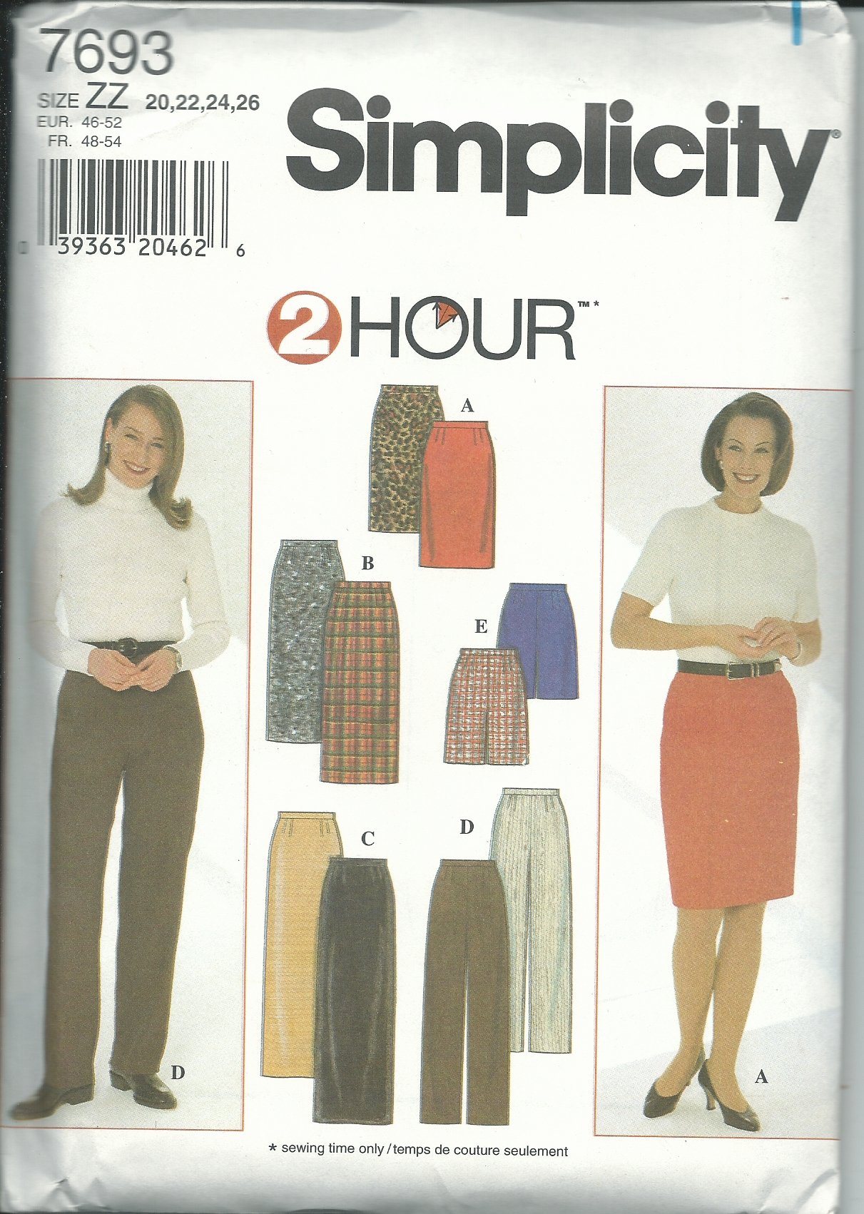 Patron de couture bas Simplicity 7693ZZ coupe fluide femme taille 48 à 54