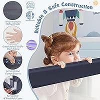 Vista 4 de BABY JOY Rieles de cama para niños pequeños, extra largos, protector de cama de seguridad abatible para cuna convertible, barandilla plegable