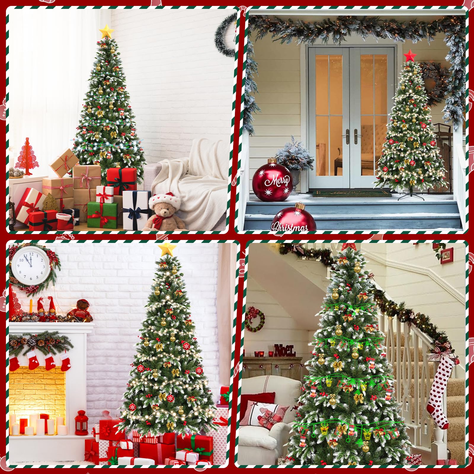 Uten Sapin de Noël Artificiel 150 cm, PE Arbre Noël Flocon Neige Luxe Décoration Intérieur, 500 Aspect Naturel Branches en PVC & PE, 23 Groupes Baies Rouges, Branches de Charnière, Réutilisable