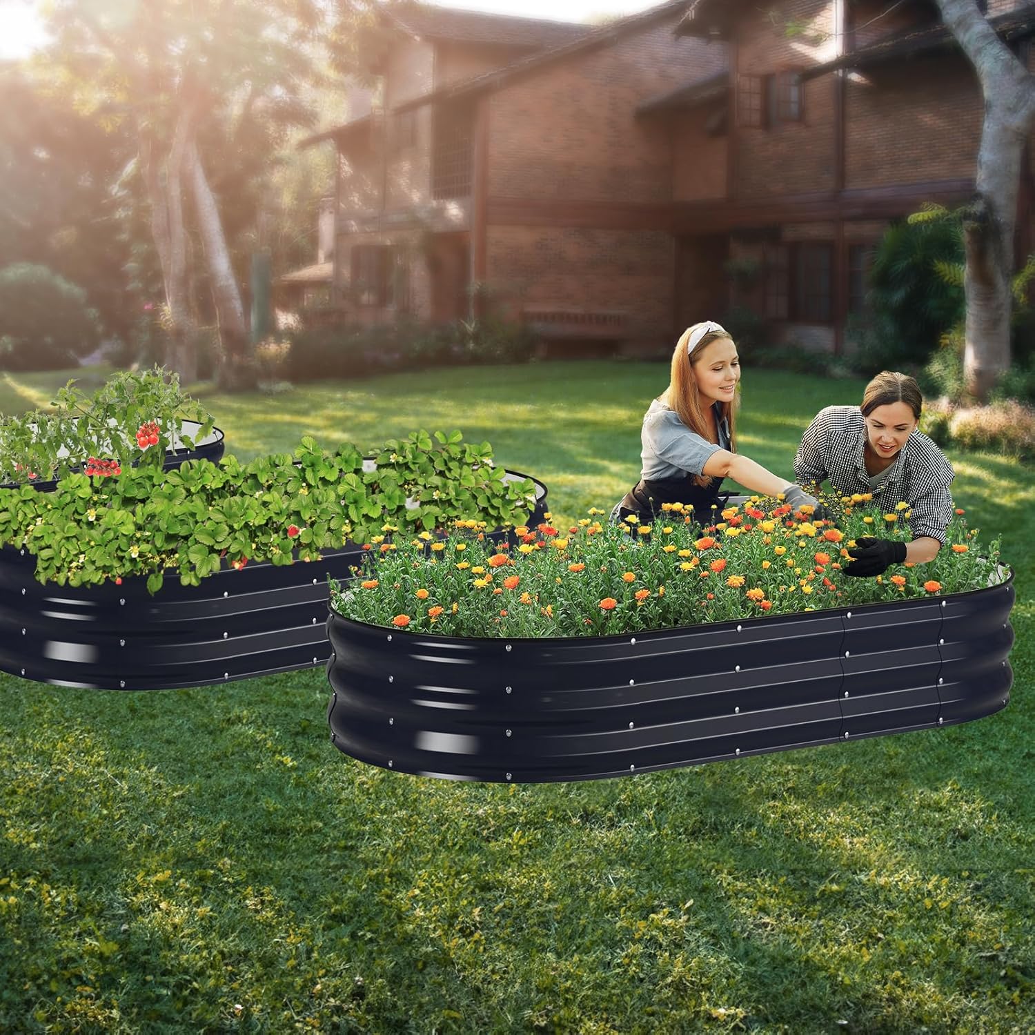 Raised Garden Bed Kit, Large Galvanized Planter Garden Boxes Outdoor