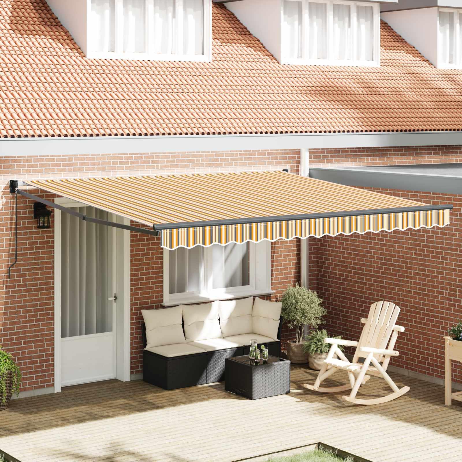 Store banne en aluminium robuste et polyester multicolore haute densité 4x3m
