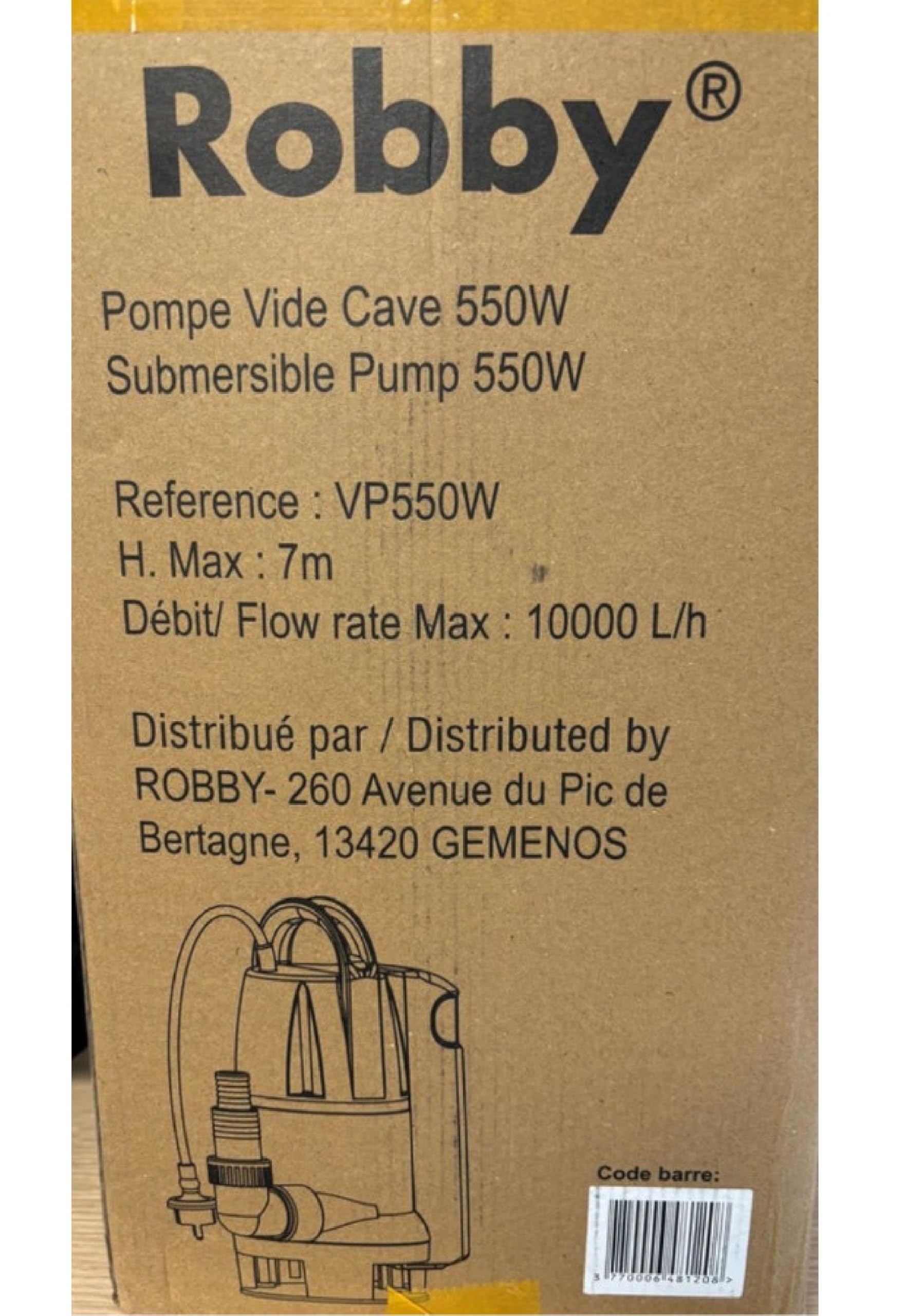 Robby - Bomba automática de vacío sumergible con flotador integrado de 550 W