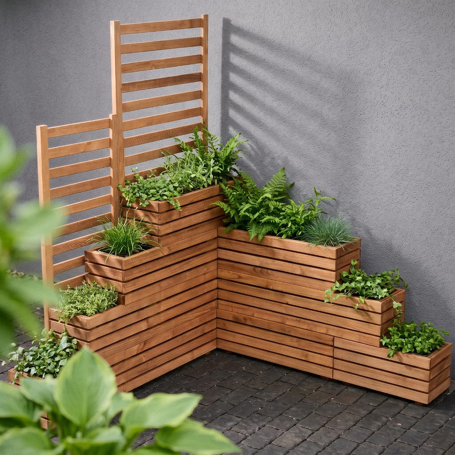 Blumenkasten Holz Rankgitter 45x23x117cm - Balkonkasten