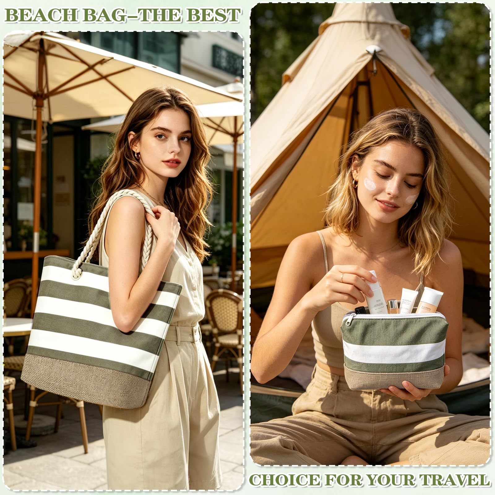 GEEKEO Sac de plage - Grand sac de plage pour femme - Imperméable et résistant au sable - Avec fermeture éclair - Sac de plage - Sac de plage - Sac de courses pour femme - Voyage de plage