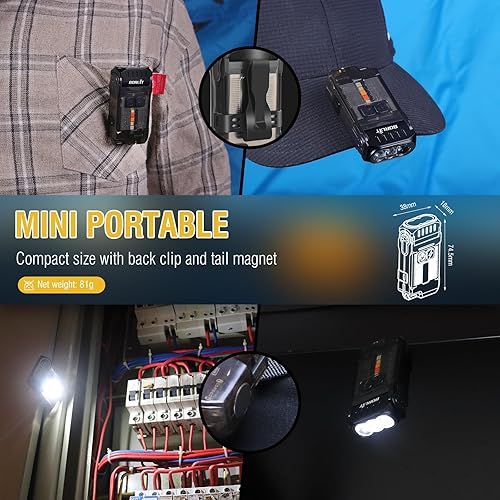Miniatura 5 de BORUIT V15 Linterna LED pequeña y potente EDC con luz blanca cálida roja, brillante 1200LM USB C recargable, 10 modos, mini llavero de bolsillo con