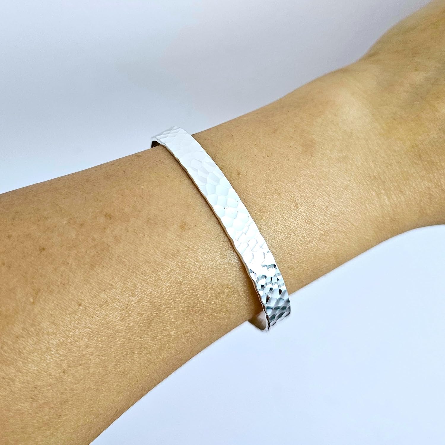 Women's Bracelet - Statement Bangle Hammered Style 925 Sterling Silver Cuff Bangle Bracelet for Women Ladies Girls - Image 4