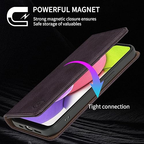 Miniatura 4 de Funda tipo cartera para Samsung Galaxy A03s con bloqueo RFID, soporte de ranura para tarjetas, funda protectora de cuero con tapa magnética fuerte