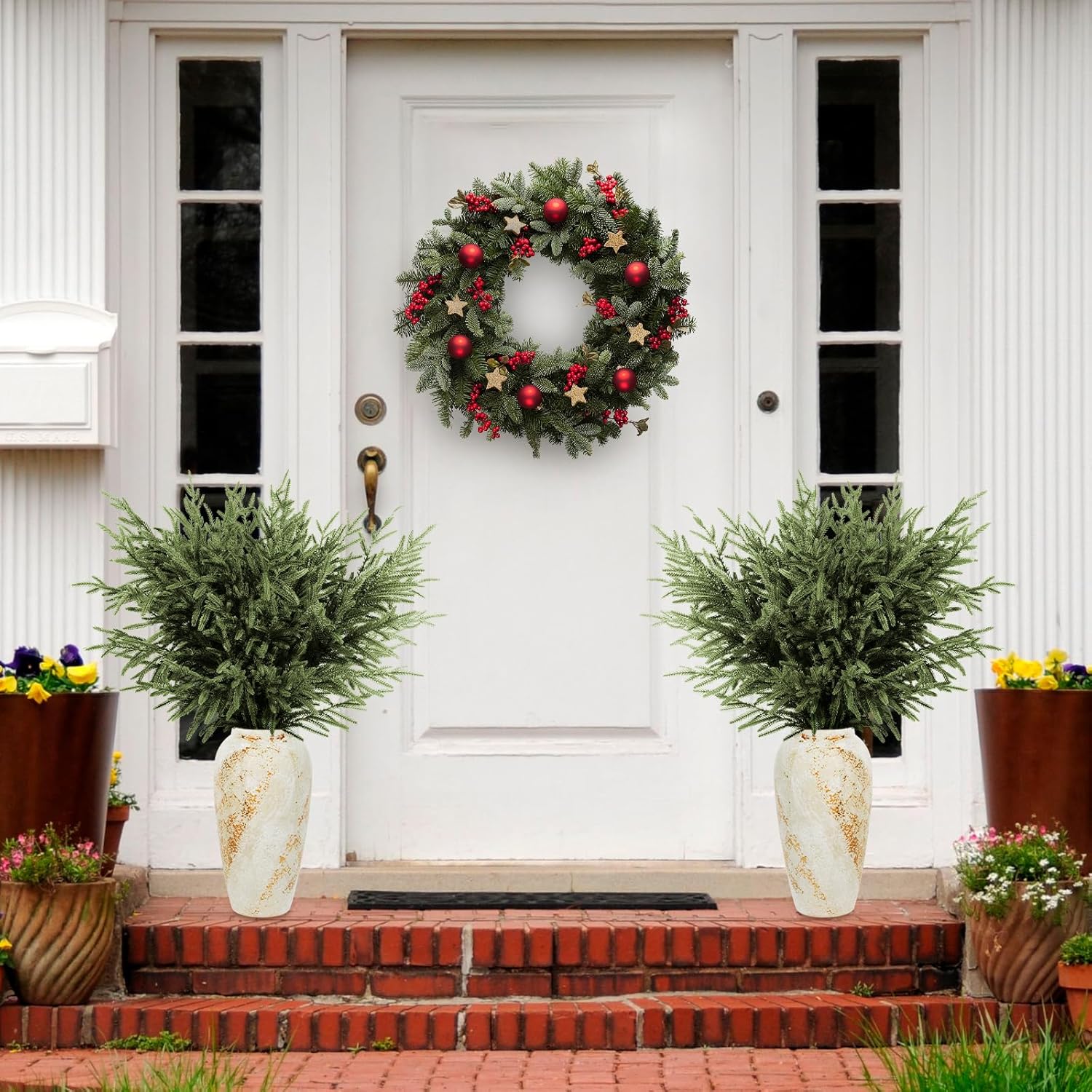 Real Touch Norfolk Pine Branch -36" Artificial Christmas Green Plants Branches Faux Greenery Stem Fake Cedar Pine Picks for Vase DIY Crafts Garland Wreath Xmas Indoor Outdoor Home Decor (6 Pcs) - Image 5