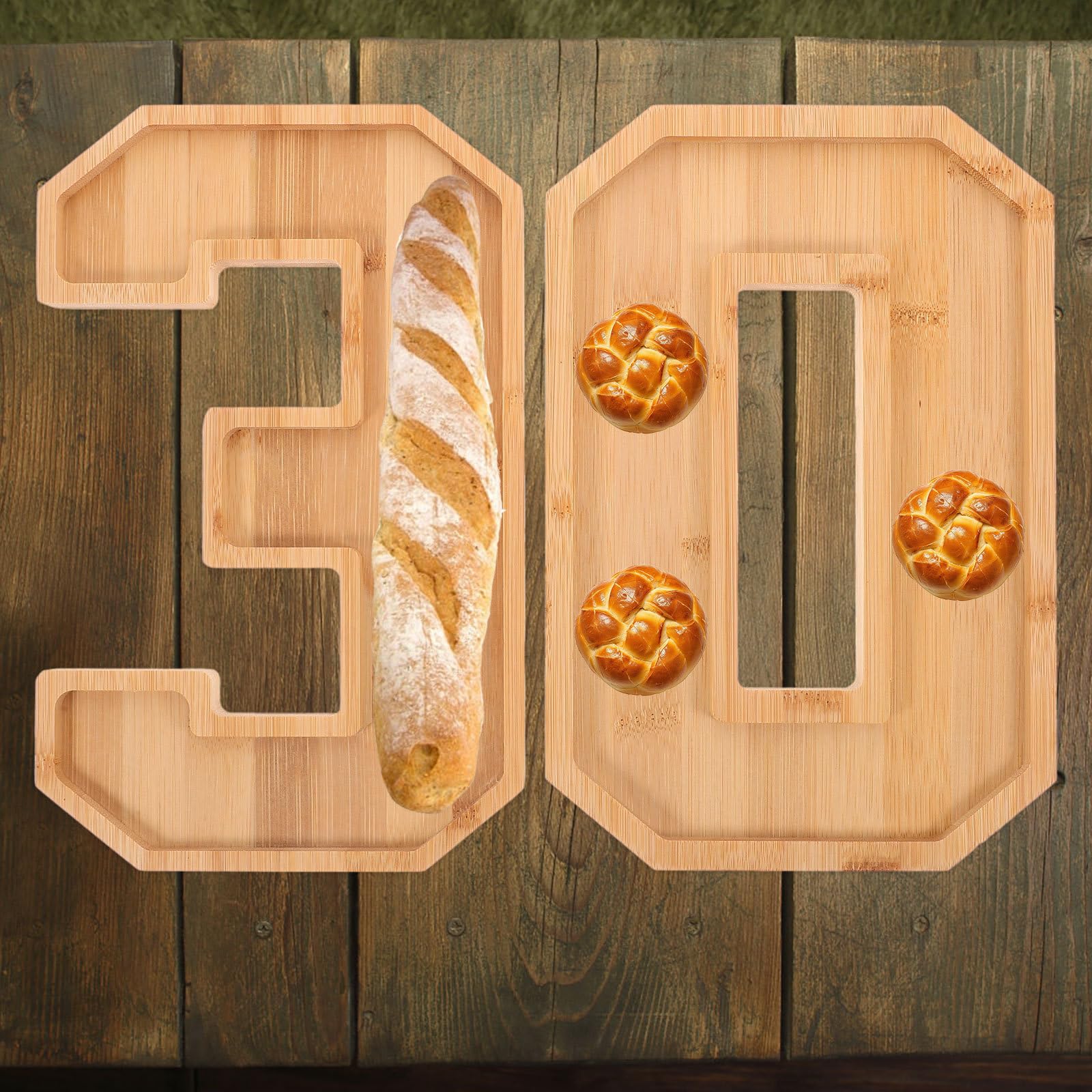 jojofuny Juego de Bandejas de Madera Número 30 para Servir Frutas y Snacks, Resistente Deformación Acabado Pulido, Adecuado para Reuniones Familiares y Decoración