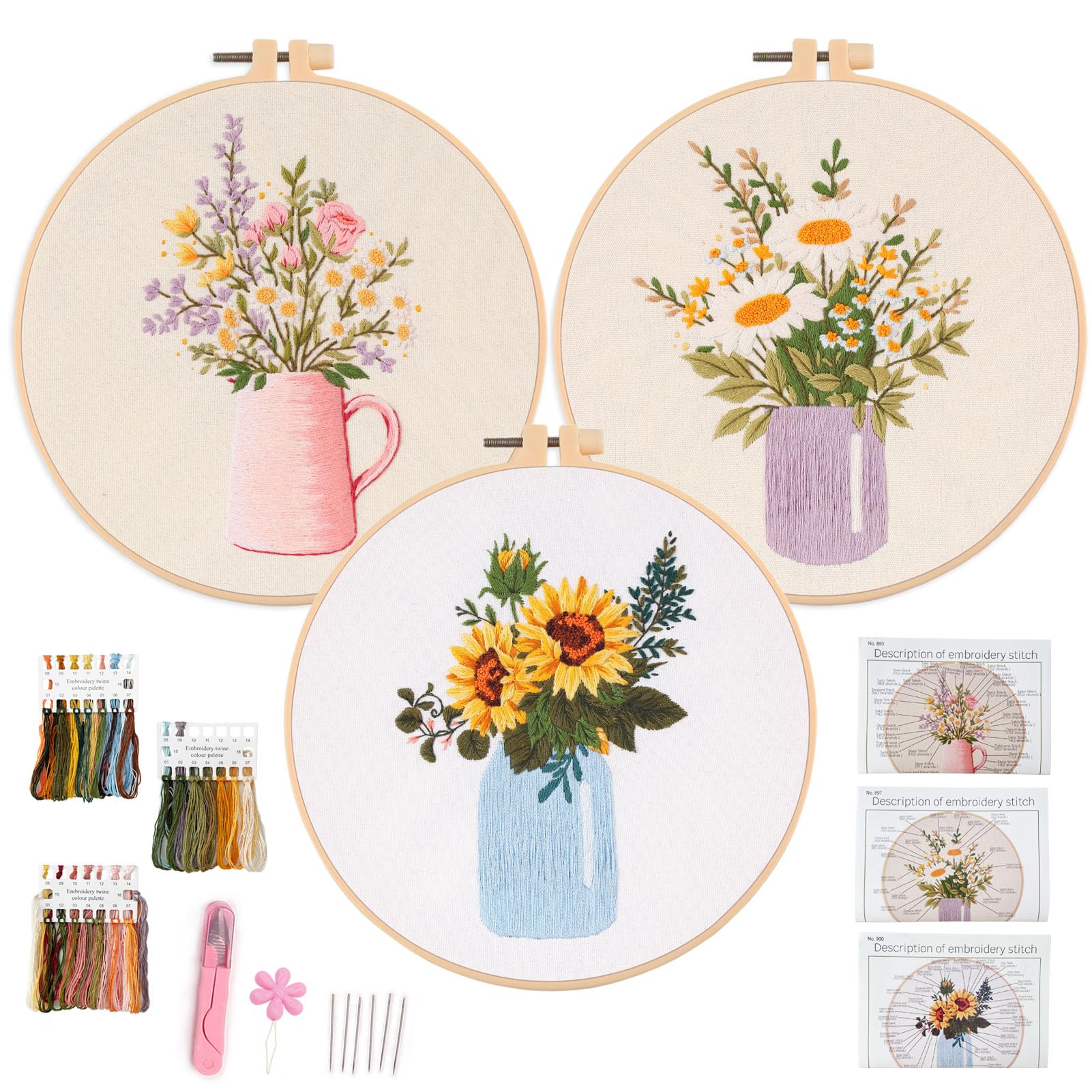Amazon.com: Myfelicity Embroidery kit,Floral Embroidery Art Kit