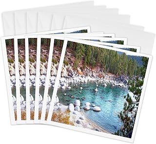 3dRose Greeting Cards, 6 x 6 Inches, Pack of 6, Secret Beach By Lake Tahoe East Shore (gc_26410_1)