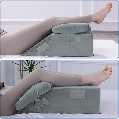 Miniatura 3 de HOMBYS Almohada ajustable que eleva las piernas, almohadas de elevación de piernas de espuma de alta densidad para después de la cirugía, almohada
