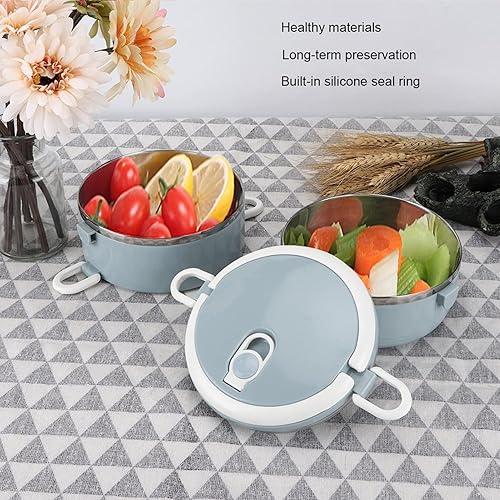 Miniatura 7 de Fiambrera portátil de acero inoxidable azul con aislamiento térmico para fideos de arroz, contenedor de alimentos, calentador de alimentos portátil