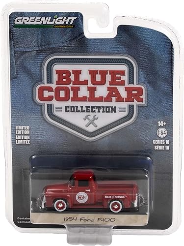Miniatura 2 de Greenlight 35220 A - Camión pickup F-100 modelo fundido a troquel serie 10 1/64 con cuello azul borgoña 1954