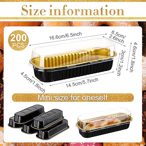 Miniatura 9 de 200 mini moldes de papel de aluminio con tapas 68 onzas rectangulares para hornear mini moldes para hornear panes mini moldes desechables para