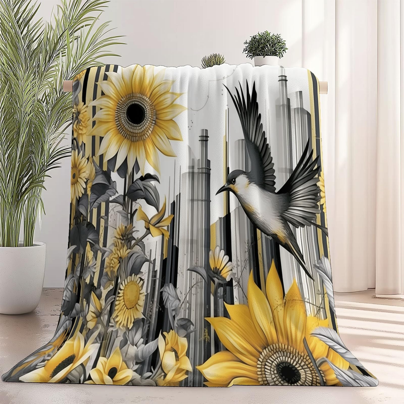 Plaid polaire tournesols 220x260 le cadeau cocooning idéal pour l'automne et Halloween