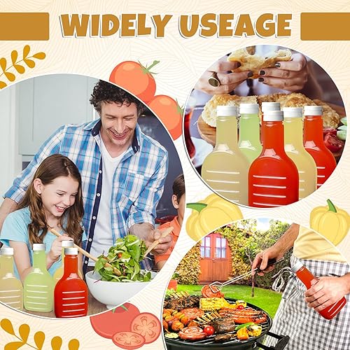 Miniatura 6 de Roshtia Paquete de 30 botellas de plástico transparente de 16 onzas para aderezo para ensaladas, botellas vacías a granel con tapa superior abatible