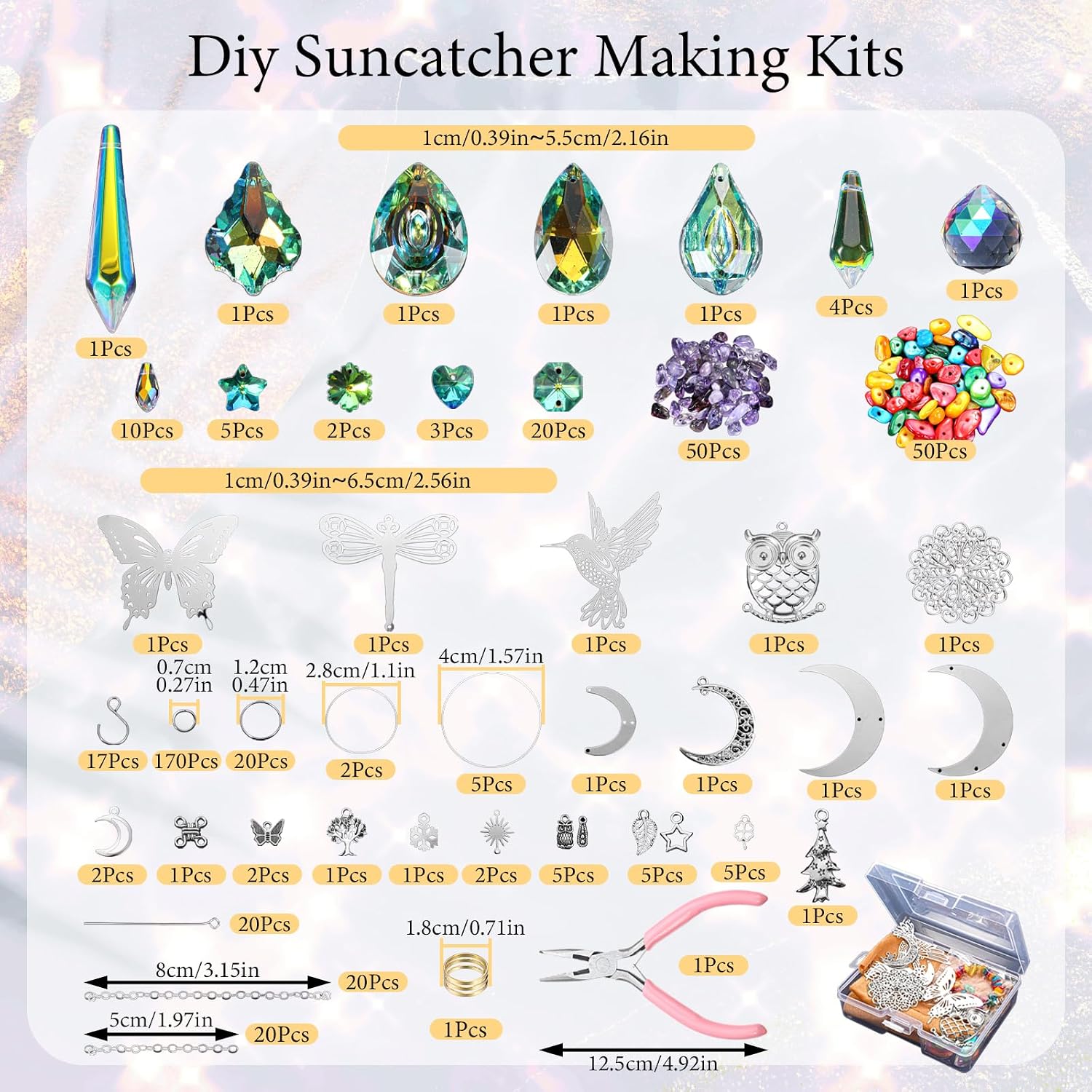 Sun Catcher Kits for Adults 500 Pcs DIY Suncatcher Kits Suncatcher Making Supplies Art and Crafts for Adults Hanging Prism Sun Catcher with Crystals Ball Rainbow Maker for Indoor Window Home Decor
