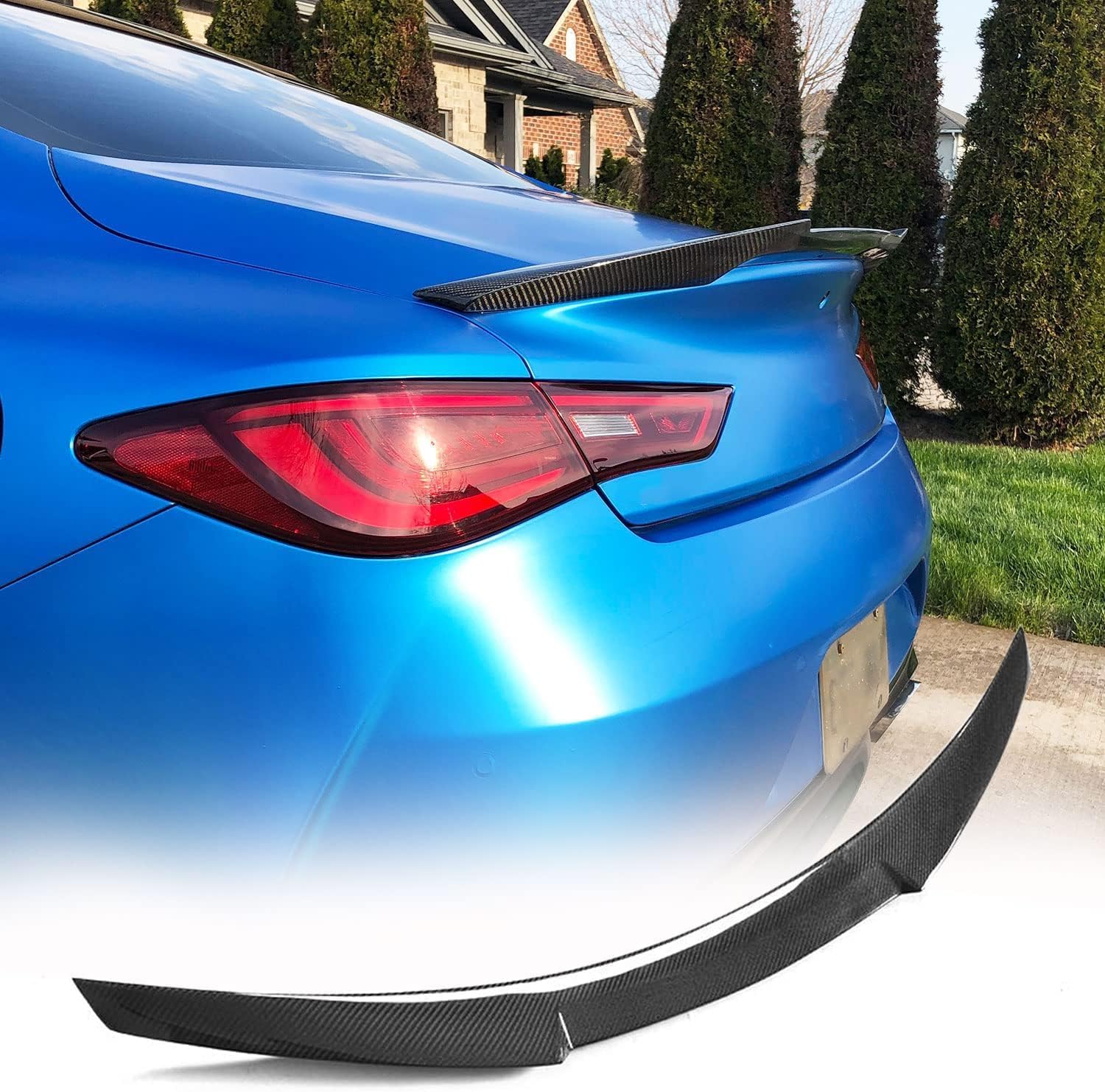 Rear Spoiler Wing Spoiler for Infiniti Q60 Q60S 2016-2020,Carbon Fiber Spoiler Wing Sport Cars Rear Spoiler Car Styling Kits,Improves Car Stability Accessories